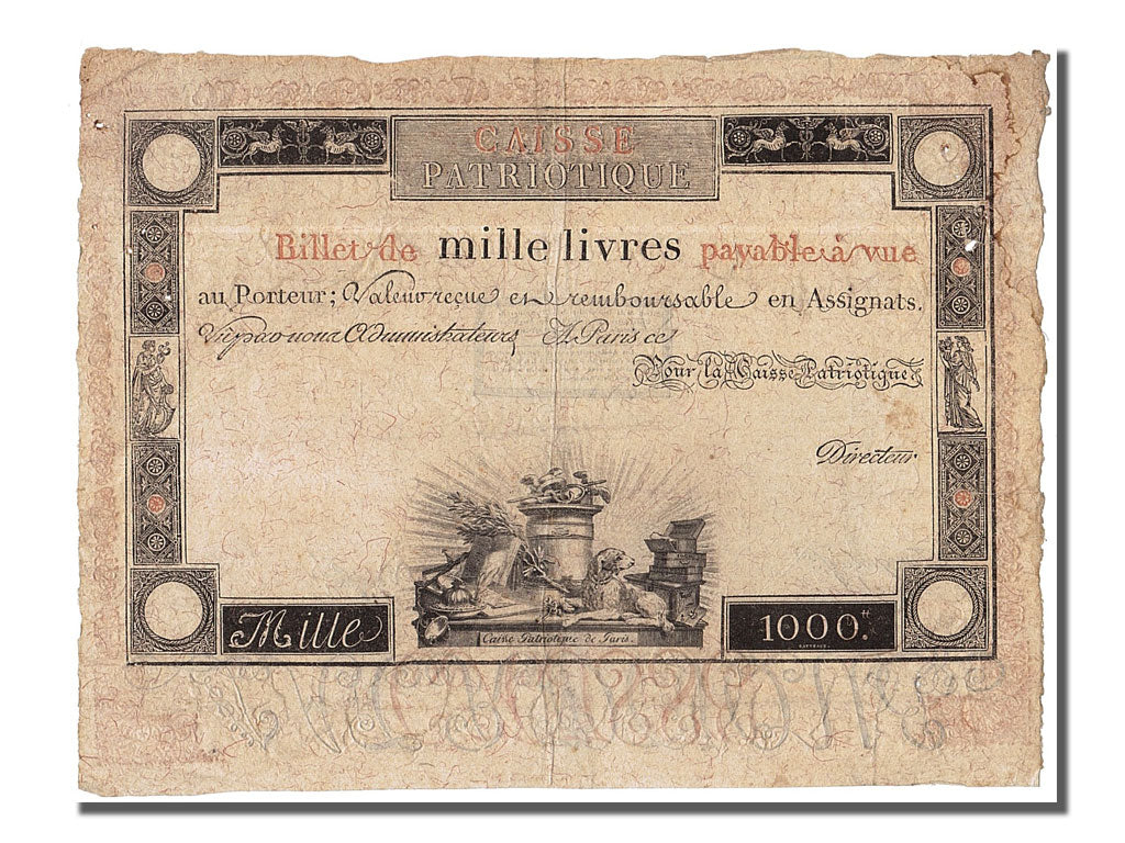 FRANCE, 1000 Livres, 1792, AU(55-58), FRANCE, 1000 Livres, 1792, AU(55-58)