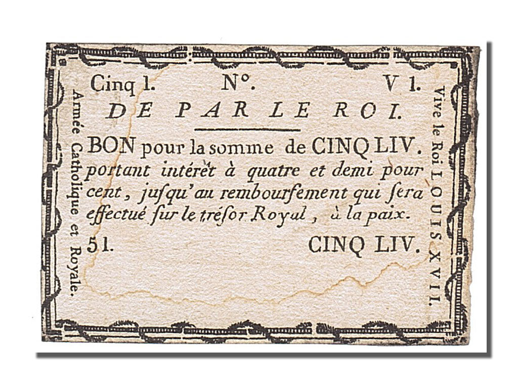 FRANCE, 5 Livres, 1793, EF(40-45), Lafaurie #265, FRANCE, 5 Livres, 1793,...