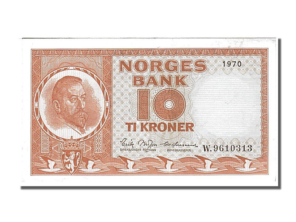 Norway, 10 Kroner, 1970, KM #31e, AU(50-53), W 9610313