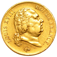 FRANCE, Louis XVIII, 40 Francs, 1818, Lille, KM #713.6, EF(40-45), Gold,...