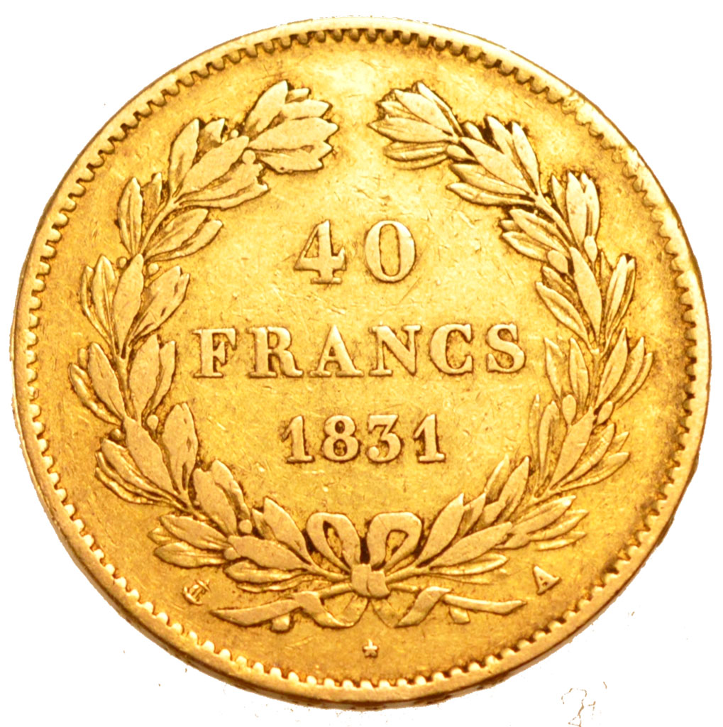 FRANCE, Louis-Philippe, 40 Francs, 1831, Paris, KM #747.1, VF(30-35), Gold,...
