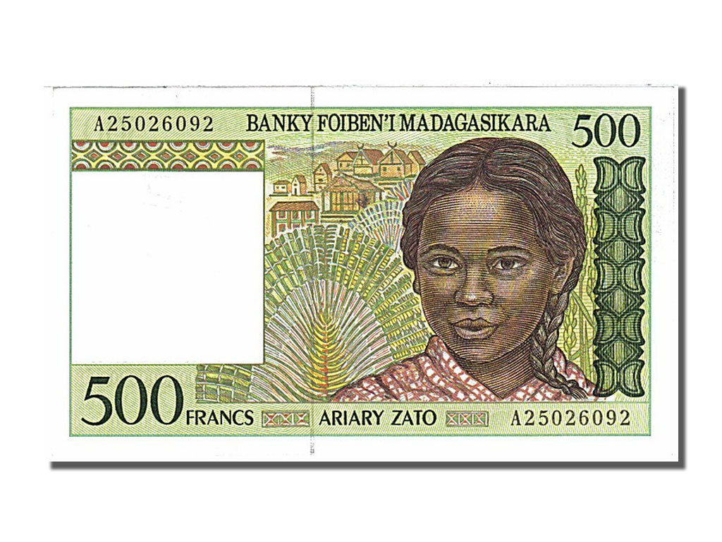 Banknote, Madagascar, 500 Francs = 100 Ariary, 1994, UNC(65-70)