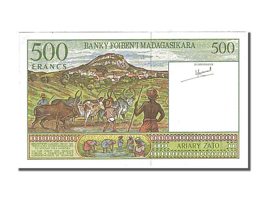 Banknote, Madagascar, 500 Francs = 100 Ariary, 1994, UNC(65-70)
