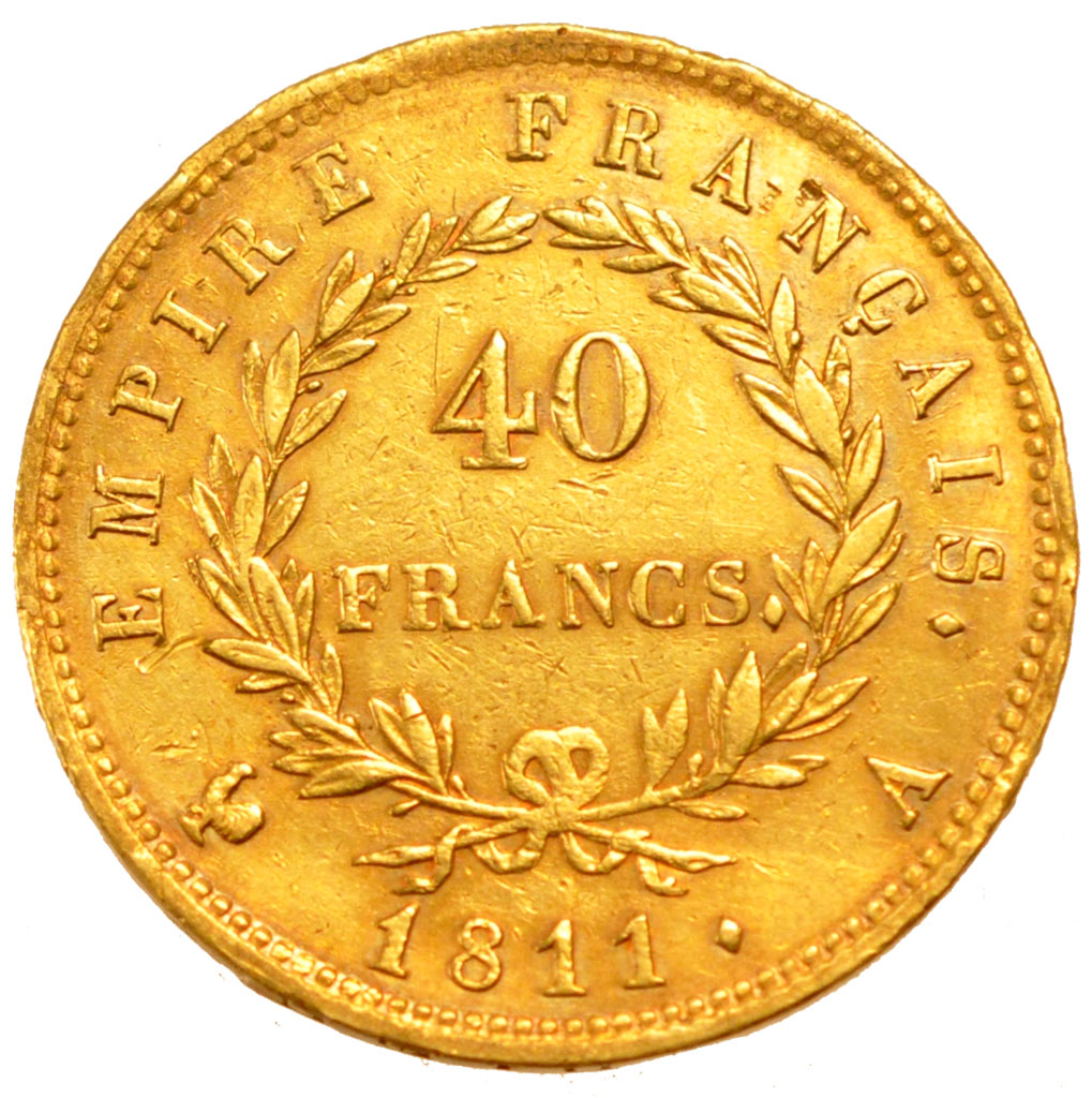 Francia, Napoléon I, 40 Francs, 1811, Paris, MB+, Oro, Gadoury:1084