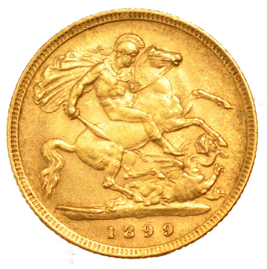 GREAT BRITAIN, 1/2 Sovereign, 1899, KM #784, AU(50-53), Gold, 3.98