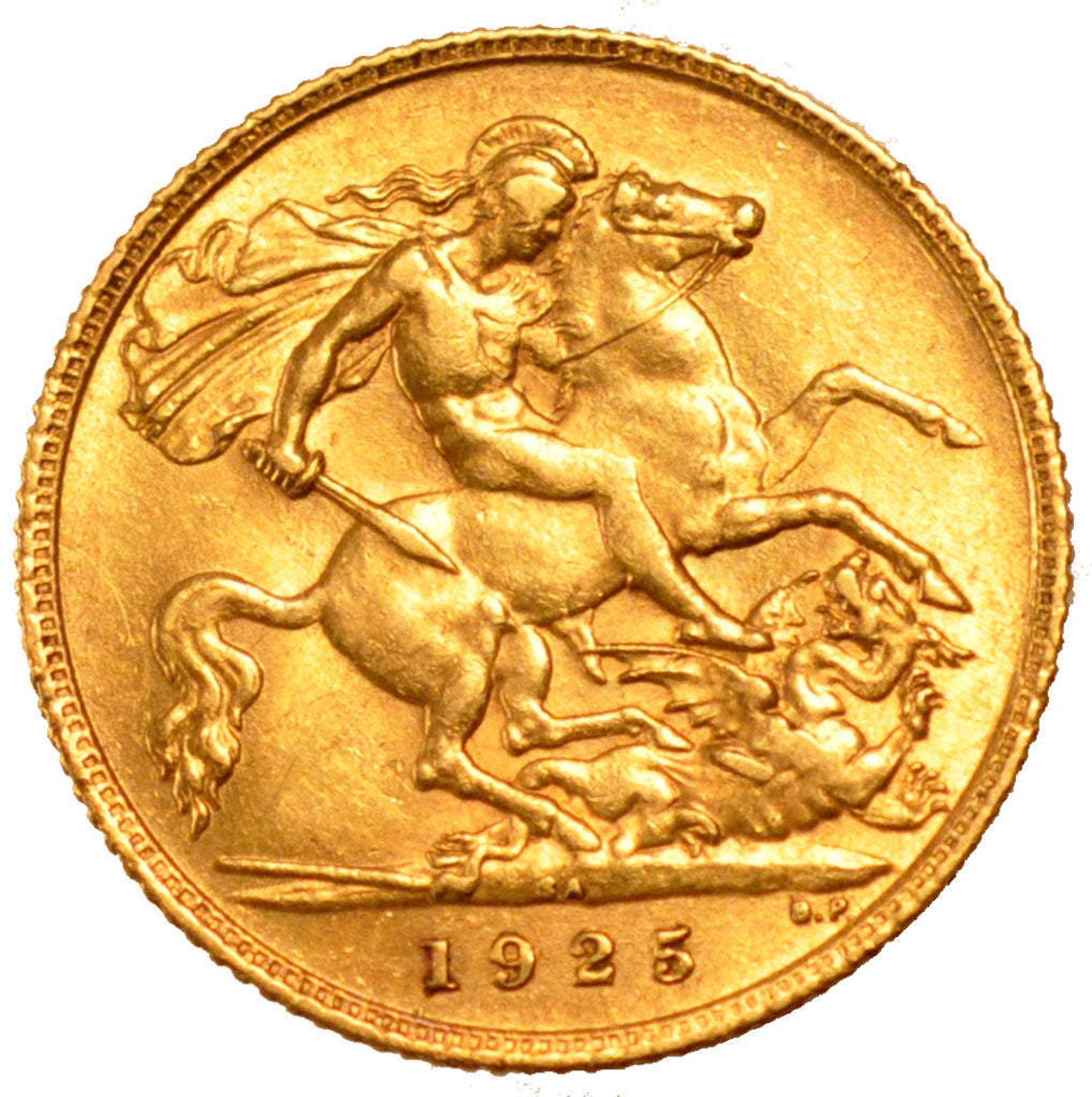 SOUTH AFRICA, 1/2 Sovereign, 1925, Pretoria, KM #20, AU(50-53), Gold, 3.99