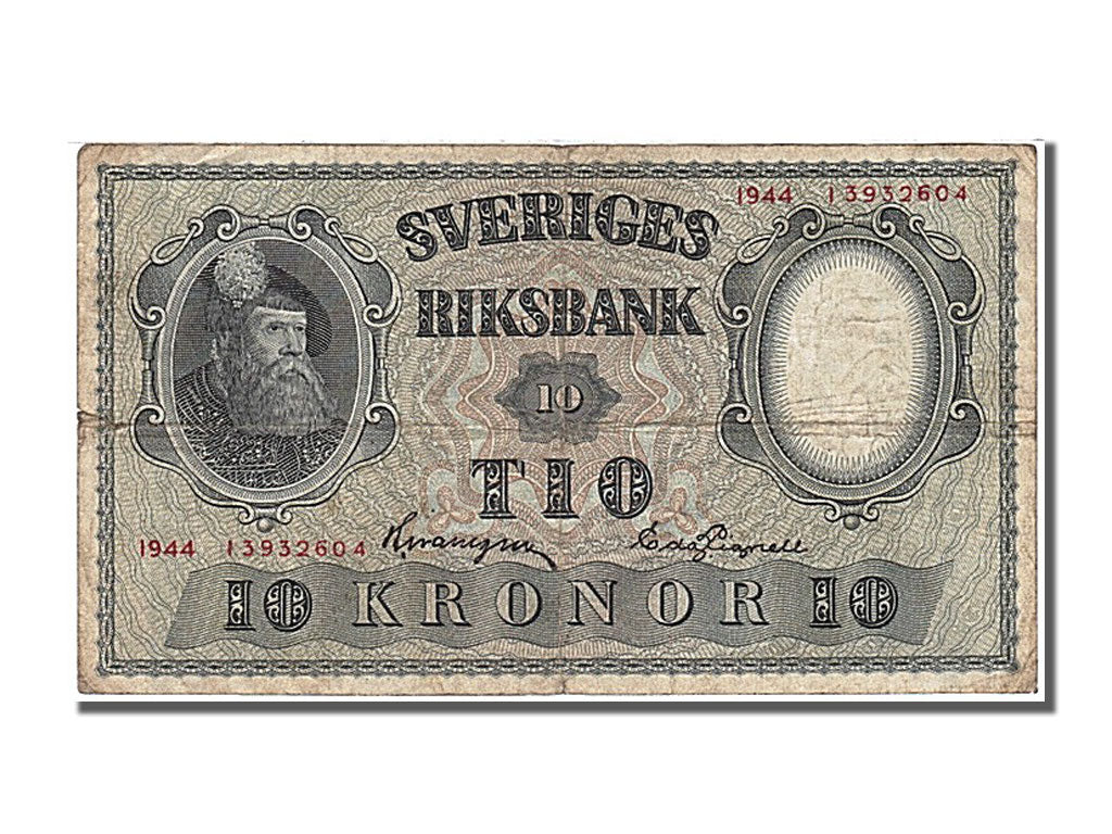 Sweden, 10 Kronor, 1944, KM #40e, EF(40-45), 13932604