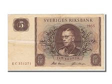 Sweden, 5 Kronor, 1955, KM #42b, AU(55-58), EC 351271