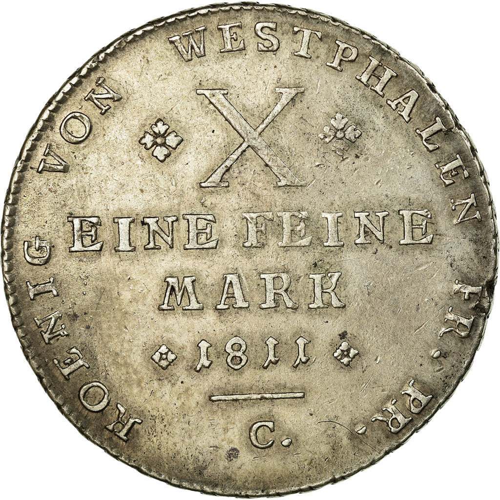 Coin, German States, WESTPHALIA, Jerome, Thaler, 1811, Cassel, AU(50-53)