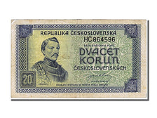 Czechoslovakia, 20 Korun, 1945, KM #61a, AU(55-58), HC 864596