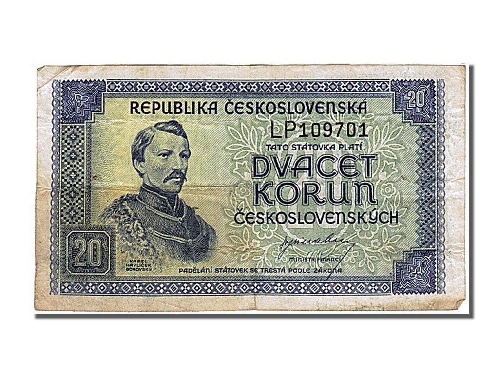 Czechoslovakia, 20 Korun, 1945, KM #61a, EF(40-45), LP 109701