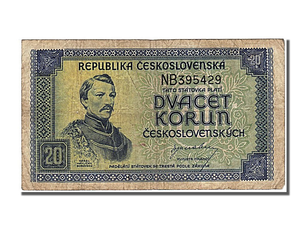 Banknote, Czechoslovakia, 20 Korun, 1945, EF(40-45)