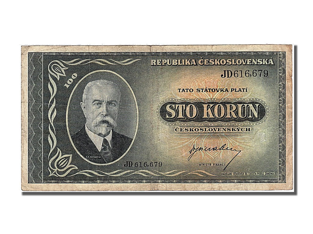 Czechoslovakia, 100 Korun, 1945, KM #63a, AU(50-53), JD