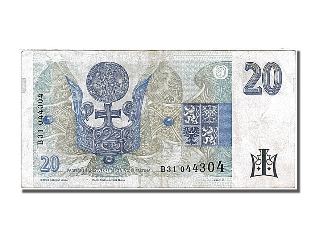 Czech Republic, 20 Korun, 1994, KM #10b, AU(55-58), B