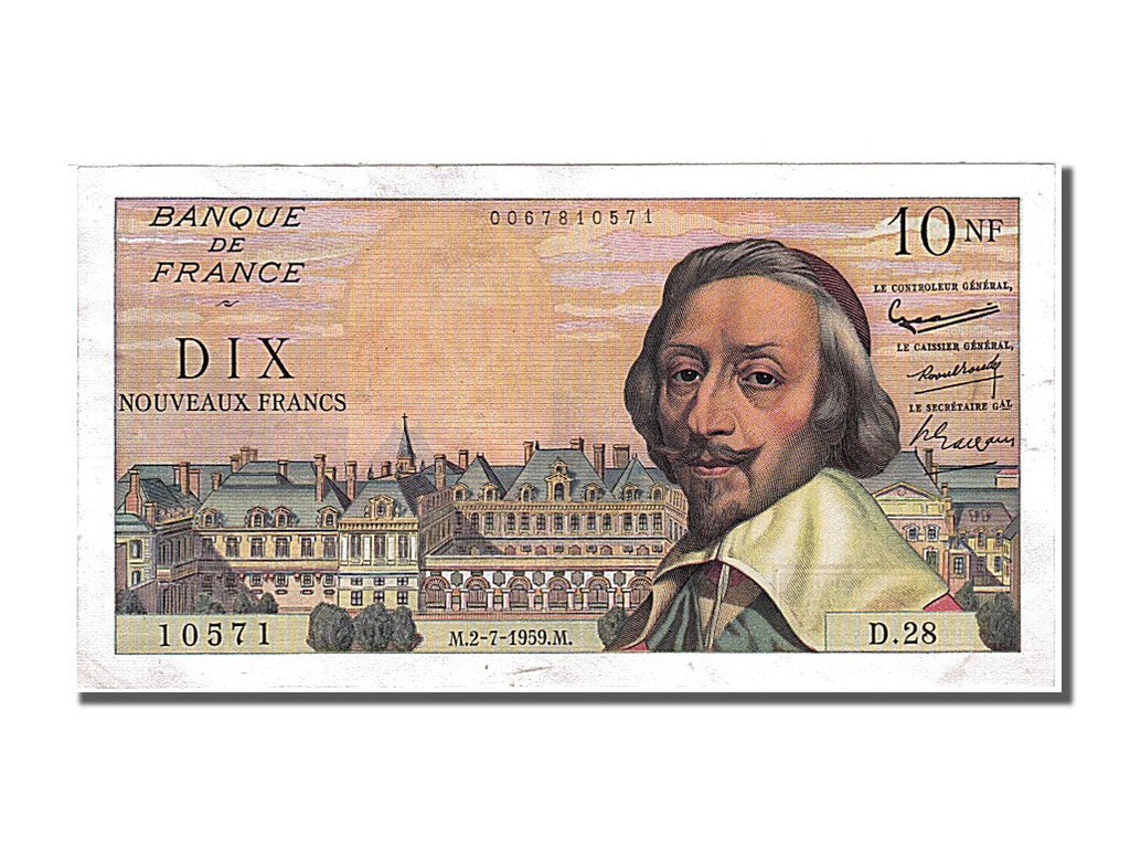 Banknote, France, 10 Nouveaux Francs, 10 NF 1959-1963 ''Richelieu'', 1959