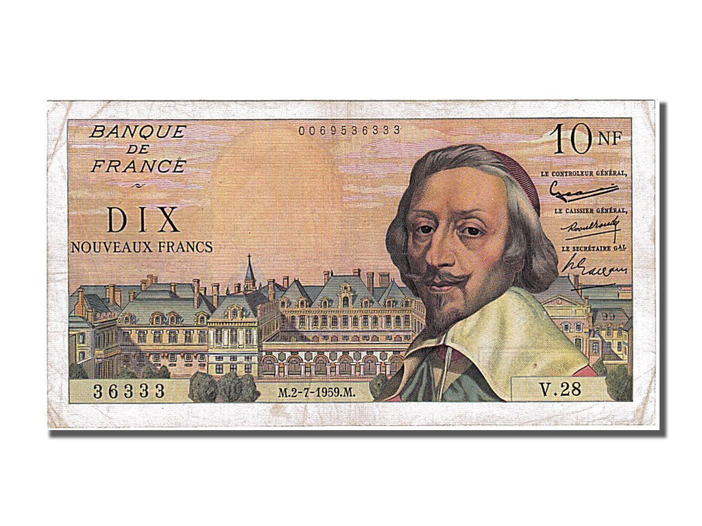 Banknote, France, 10 Nouveaux Francs, 10 NF 1959-1963 ''Richelieu'', 1959
