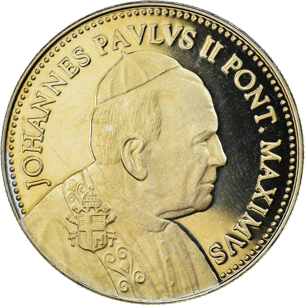 Vatican, Medal, Le Pape Jean-Paul II à Reims, 1996, MS(64), Copper-Nickel Gilt