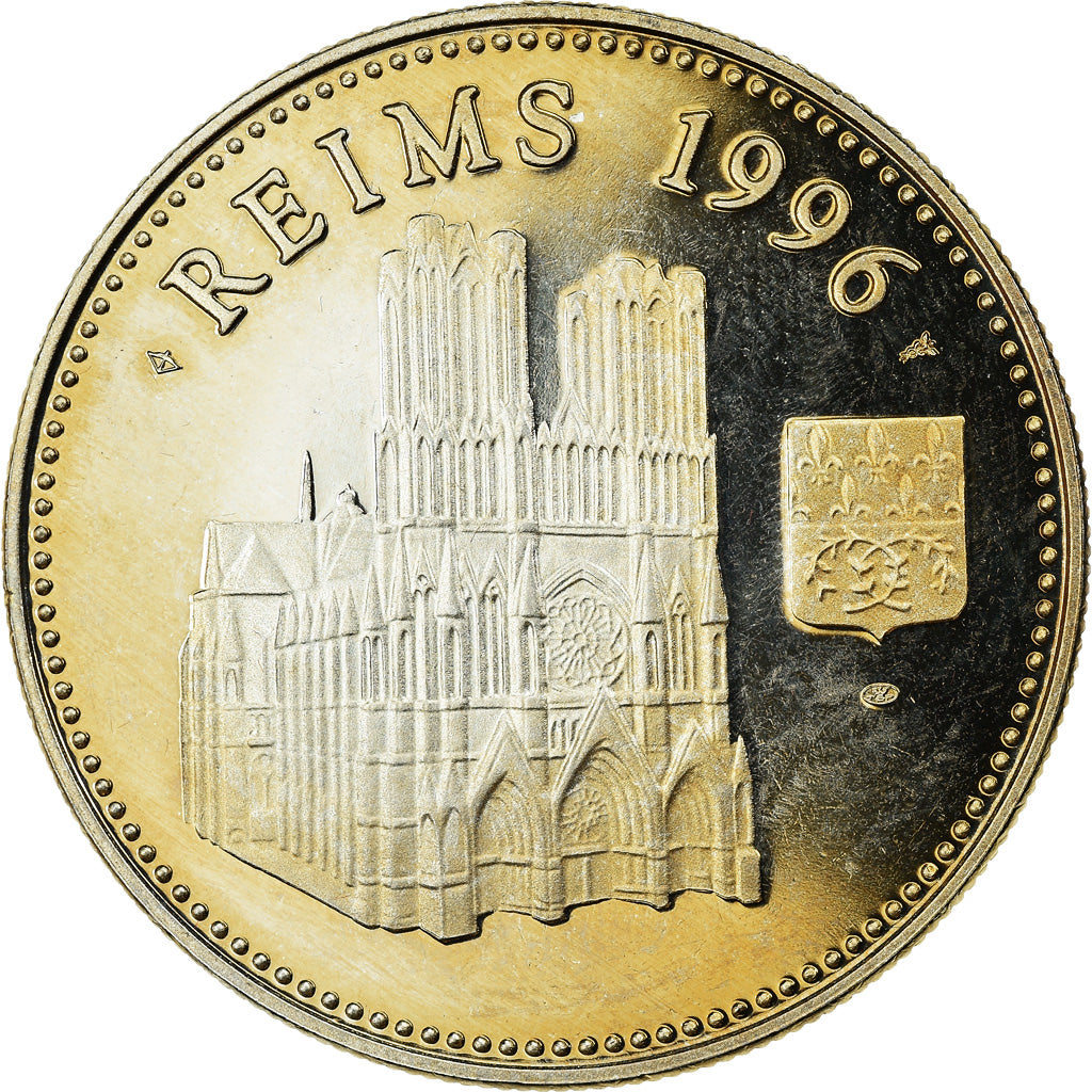 Vatican, Medal, Le Pape Jean-Paul II à Reims, 1996, MS(64), Copper-Nickel Gilt
