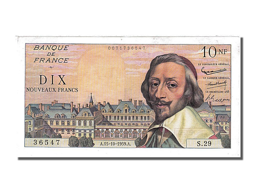 France, 10 Nouveaux Francs, 10 NF 1959-1963 ''Richelieu'', 1959, KM #142a,...