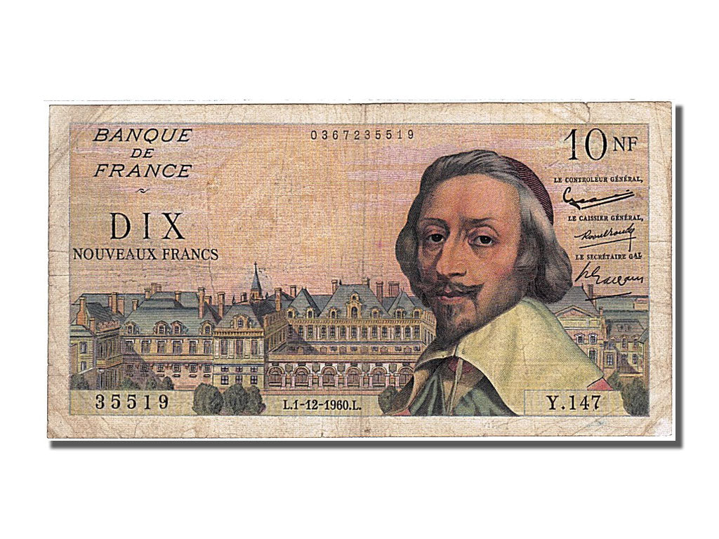 France, 10 Nouveaux Francs, 10 NF 1959-1963 ''Richelieu'', 1960, KM #142a,...