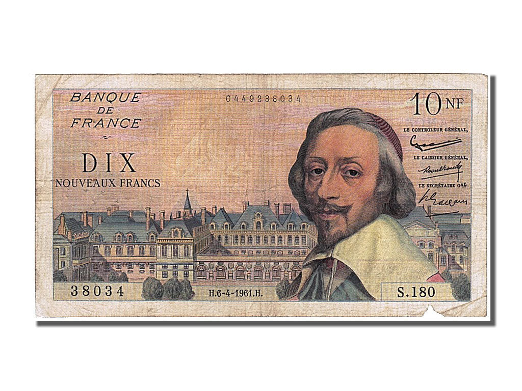 France, 10 Nouveaux Francs, 10 NF 1959-1963 ''Richelieu'', 1961, KM #142a,...