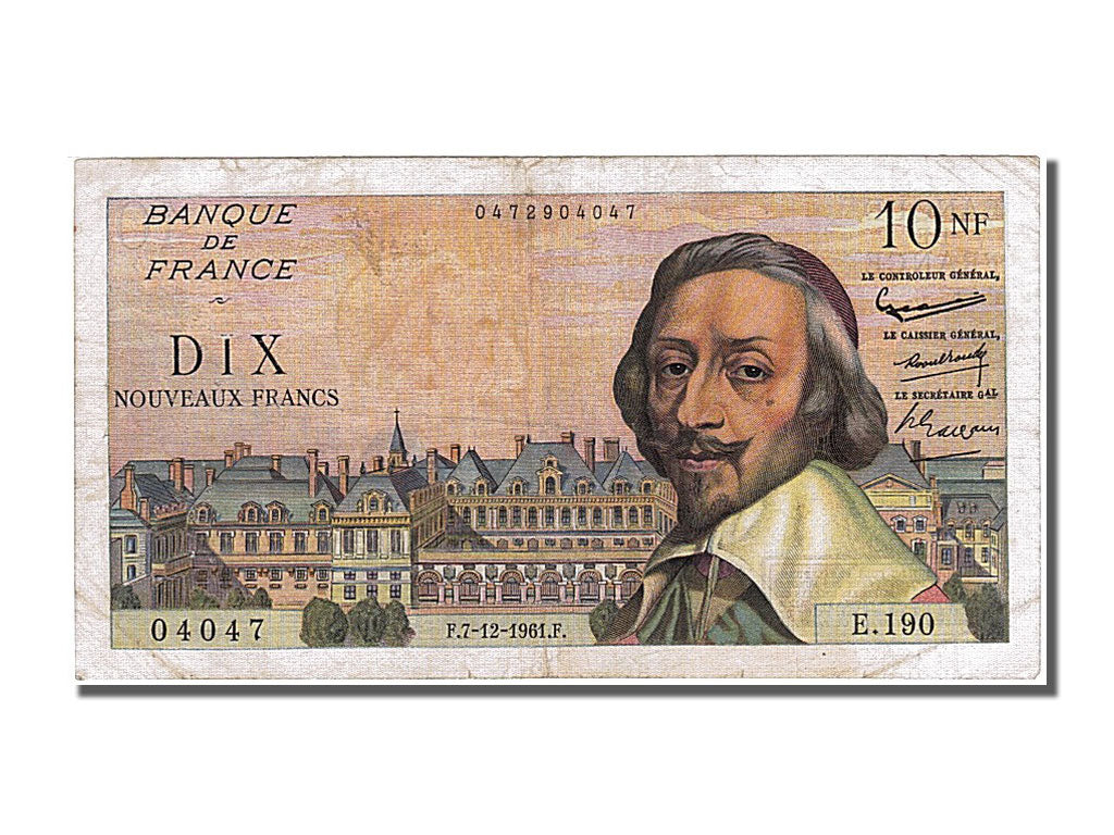 France, 10 Nouveaux Francs, 10 NF 1959-1963 ''Richelieu'', 1961, KM #142a,...
