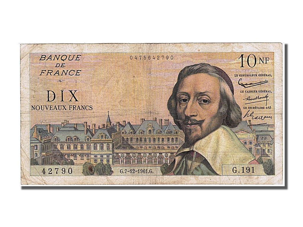 Francia, 10 Nouveaux Francs, 10 NF 1959-1963 ''Richelieu'', 1961, KM:142a, 19...