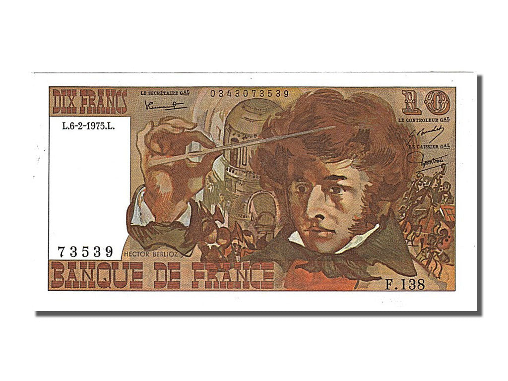 Geldschein, Frankreich, 10 Francs, 10 F 1972-1978 ''Berlioz'', 1975, 1975-02-06