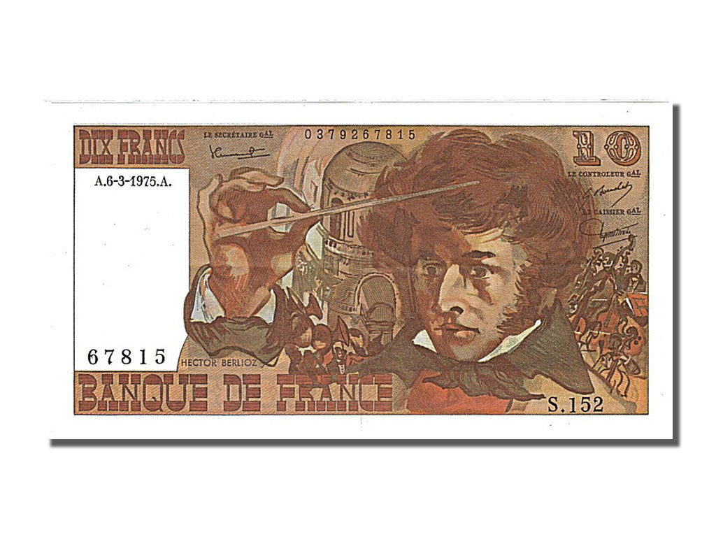 France, 10 Francs, 10 F 1972-1978 ''Berlioz'', 1975, KM #150b, 1975-03-06,...
