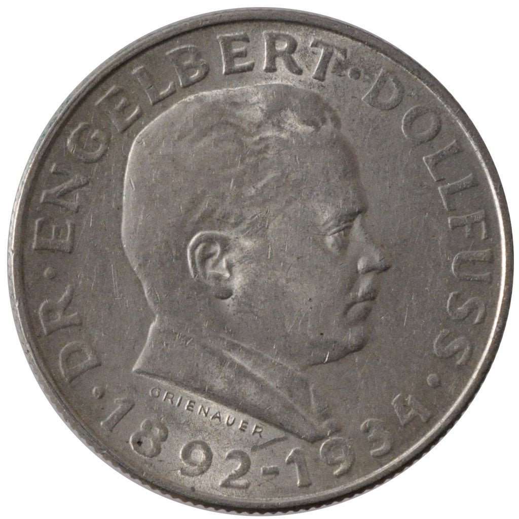 AUSTRIA, 2 Schilling, 1934, KM #2852, AU(55-58), Silver, 11.92
