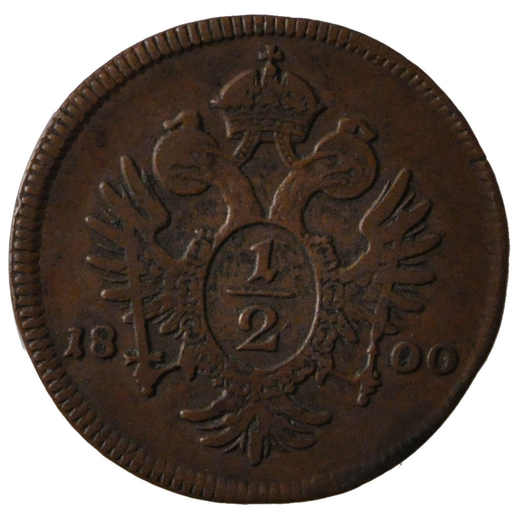 AUSTRIA, 1/2 Kreuzer, 1800, Vienne, KM #2108, EF(40-45), Copper, 2.21