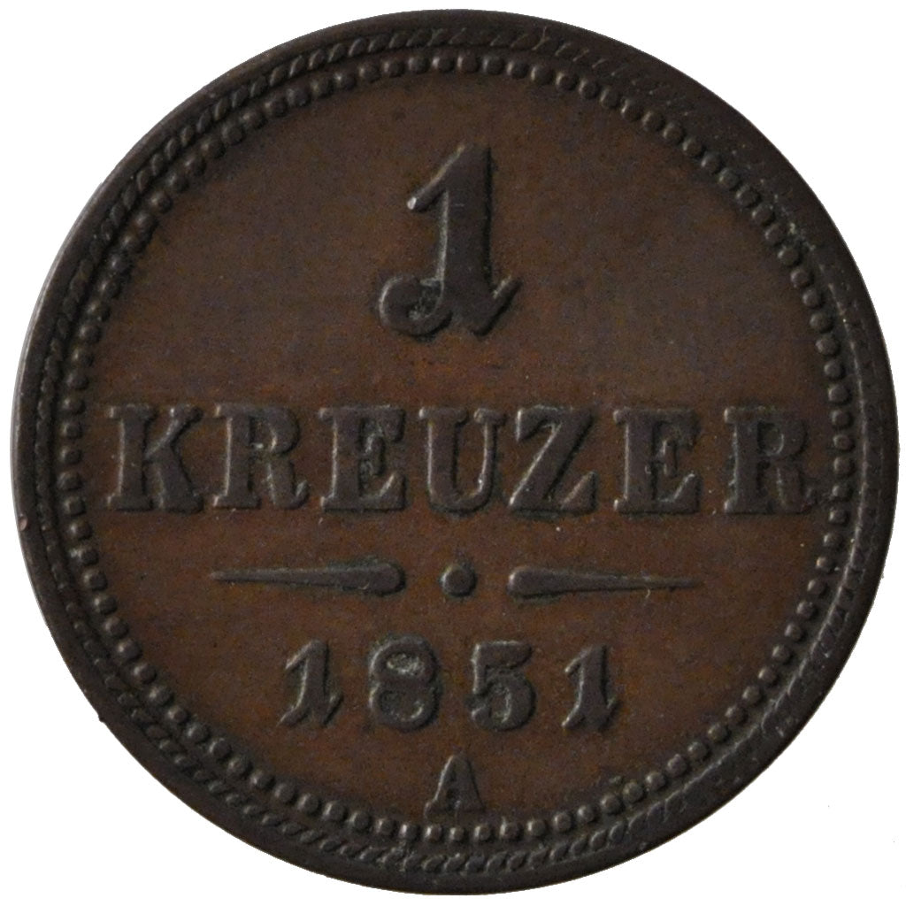AUSTRIA, Kreuzer, 1851, Vienne, KM #2185, EF(40-45), Copper, 5.44