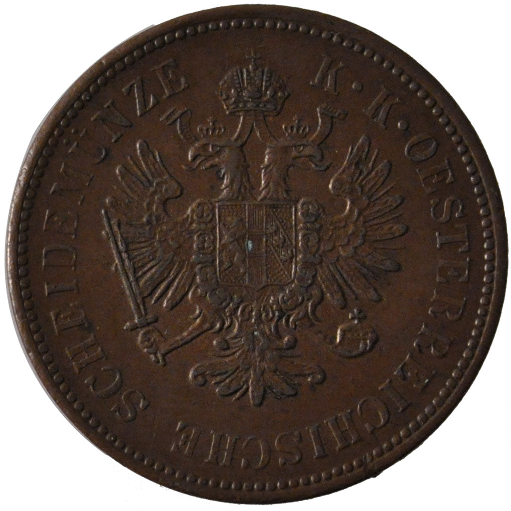 AUSTRIA, 4 Kreuzer, 1864, Kremnitz, KM #2194, AU(55-58), Copper, 13.27