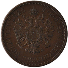 AUSTRIA, 4 Kreuzer, 1864, Kremnitz, KM #2194, AU(55-58), Copper, 13.27