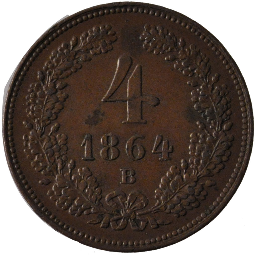 AUSTRIA, 4 Kreuzer, 1864, Kremnitz, KM #2194, AU(55-58), Copper, 13.27