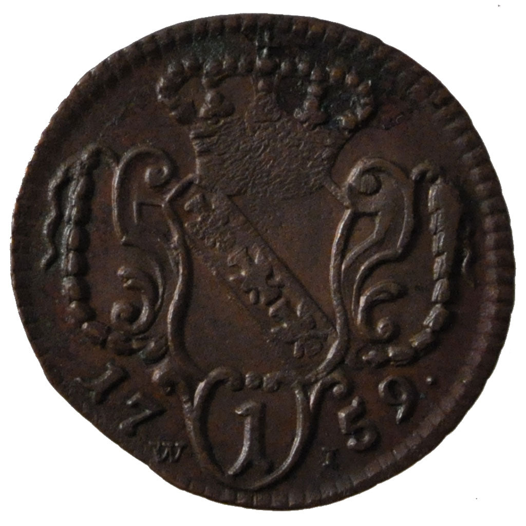 AUSTRIA, Pfennig, 1759, KM #2001, EF(40-45), Copper, 2.12