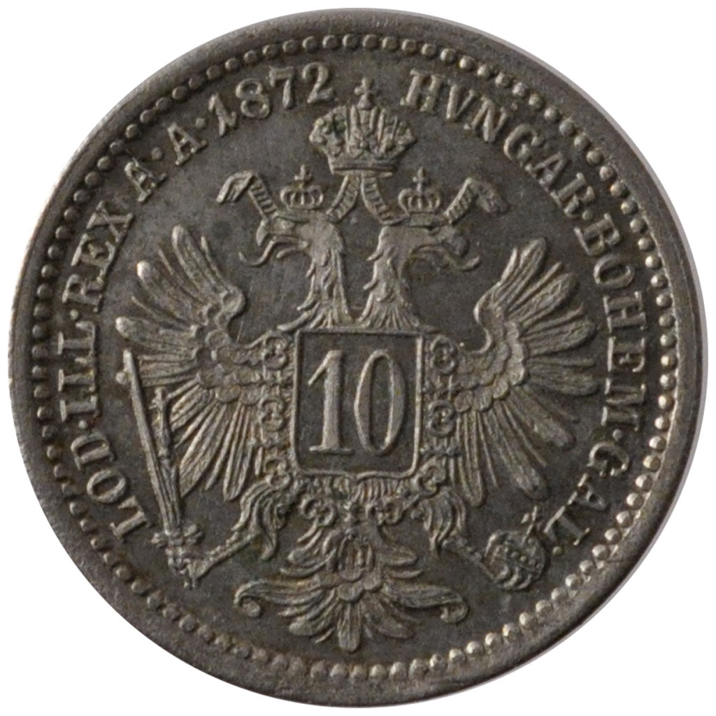 AUSTRIA, 10 Kreuzer, 1872, Vienne, KM #2206, MS(60-62), Silver, 1.61