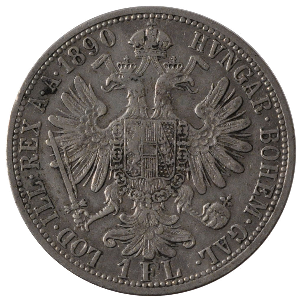AUSTRIA, Florin, 1890, Vienne, KM #2222, EF(40-45), Silver, 29.2, 12.25