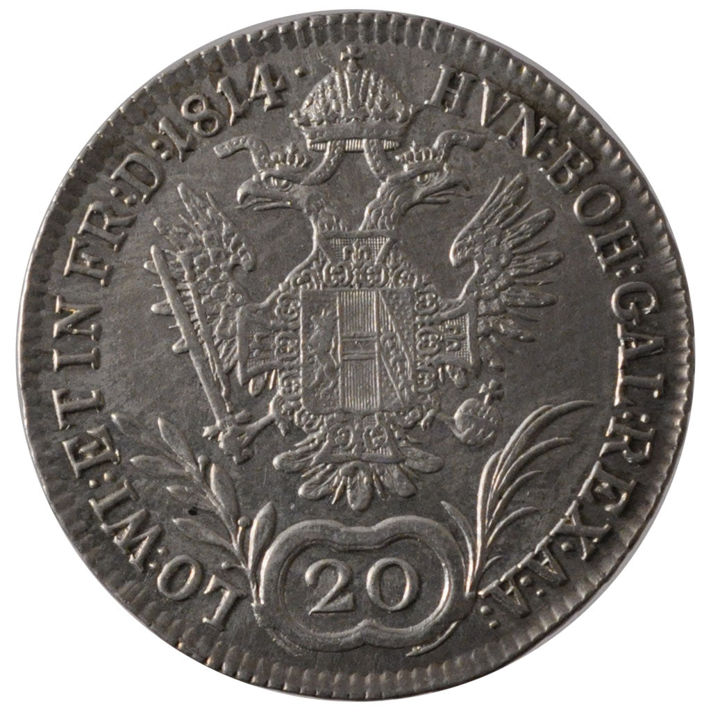 AUSTRIA, 20 Kreuzer, 1814, Vienne, KM #2142, AU(55-58), Silver, 6.64