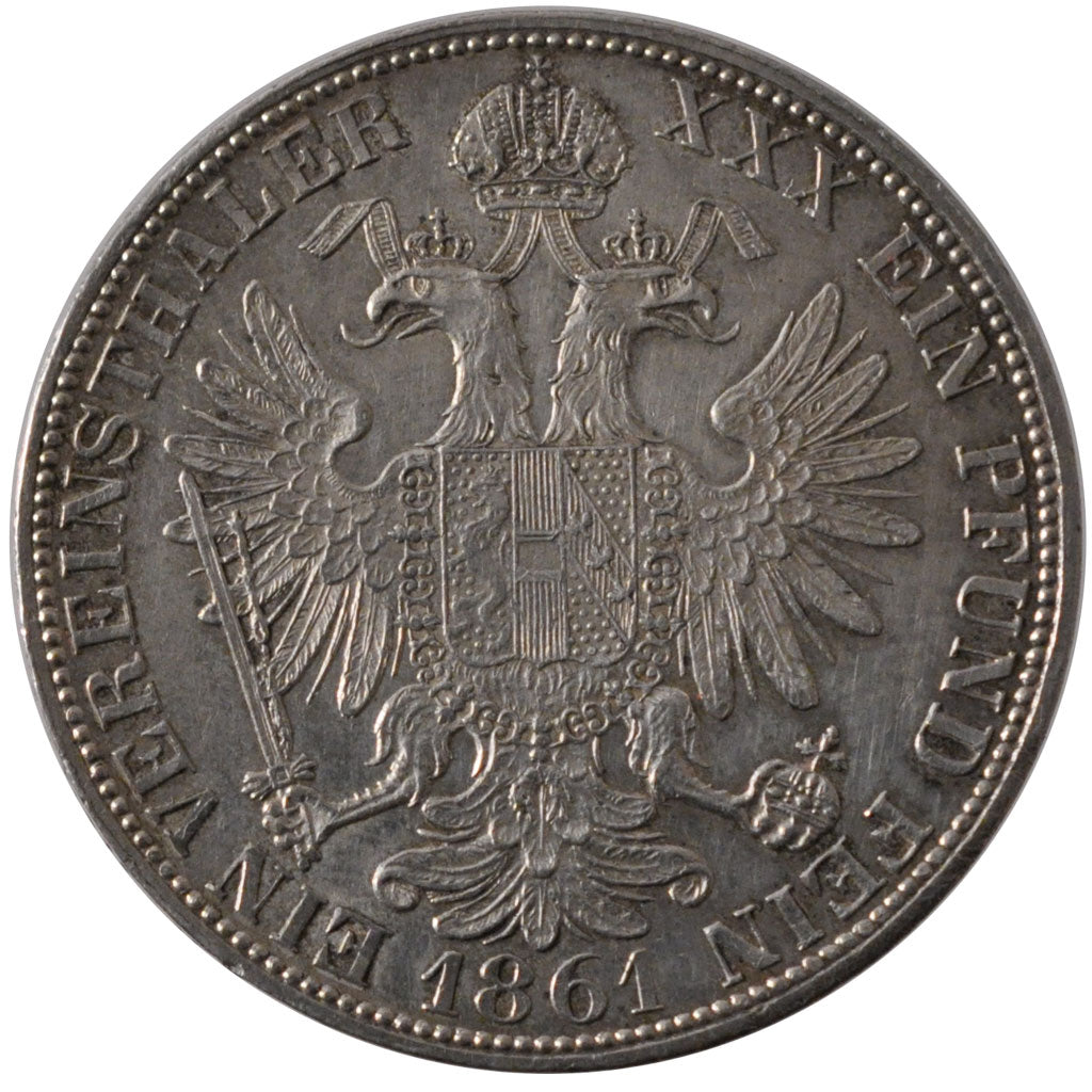 AUSTRIA, Thaler, 1861, Vienne, KM #2244, MS(60-62), Silver, 18.53