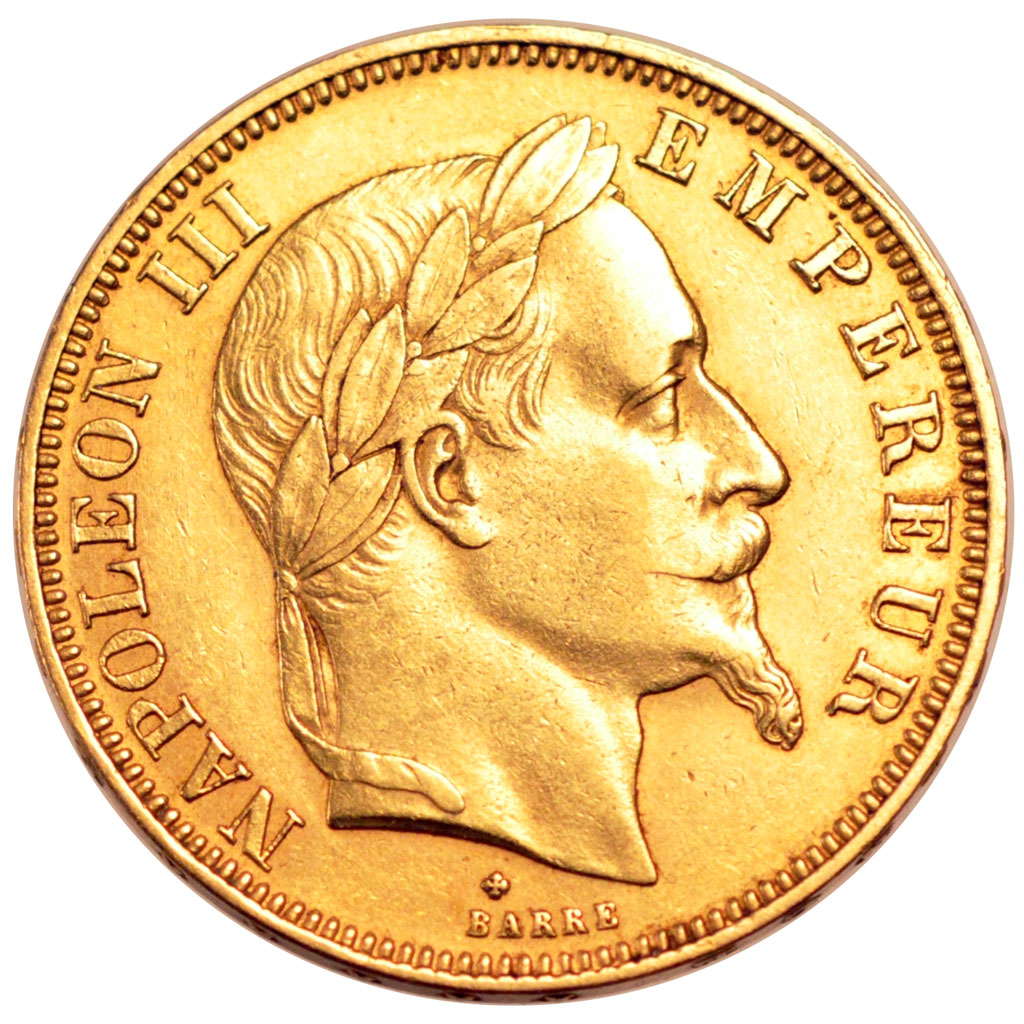 FRANCE, Napoléon III, 50 Francs, 1867, Strasbourg, KM #804.2, AU(50-53), Gold, G