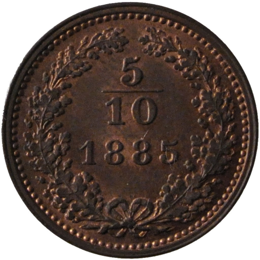 Austria, 5/10 Kreuzer, 1885, KM #2182, MS(60-62), Copper, 1.71