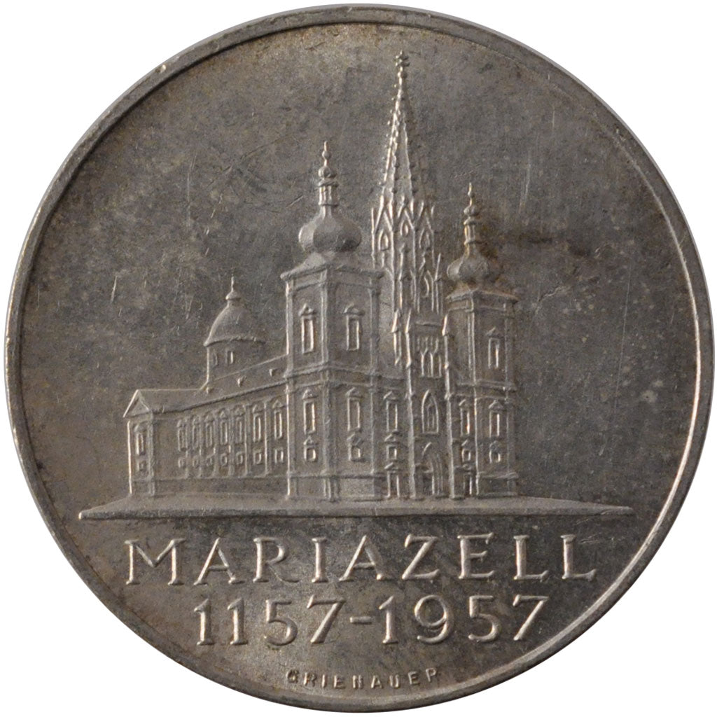 AUSTRIA, 25 Schilling, 1957, KM #2883, AU(55-58), Silver, 30, 13.02
