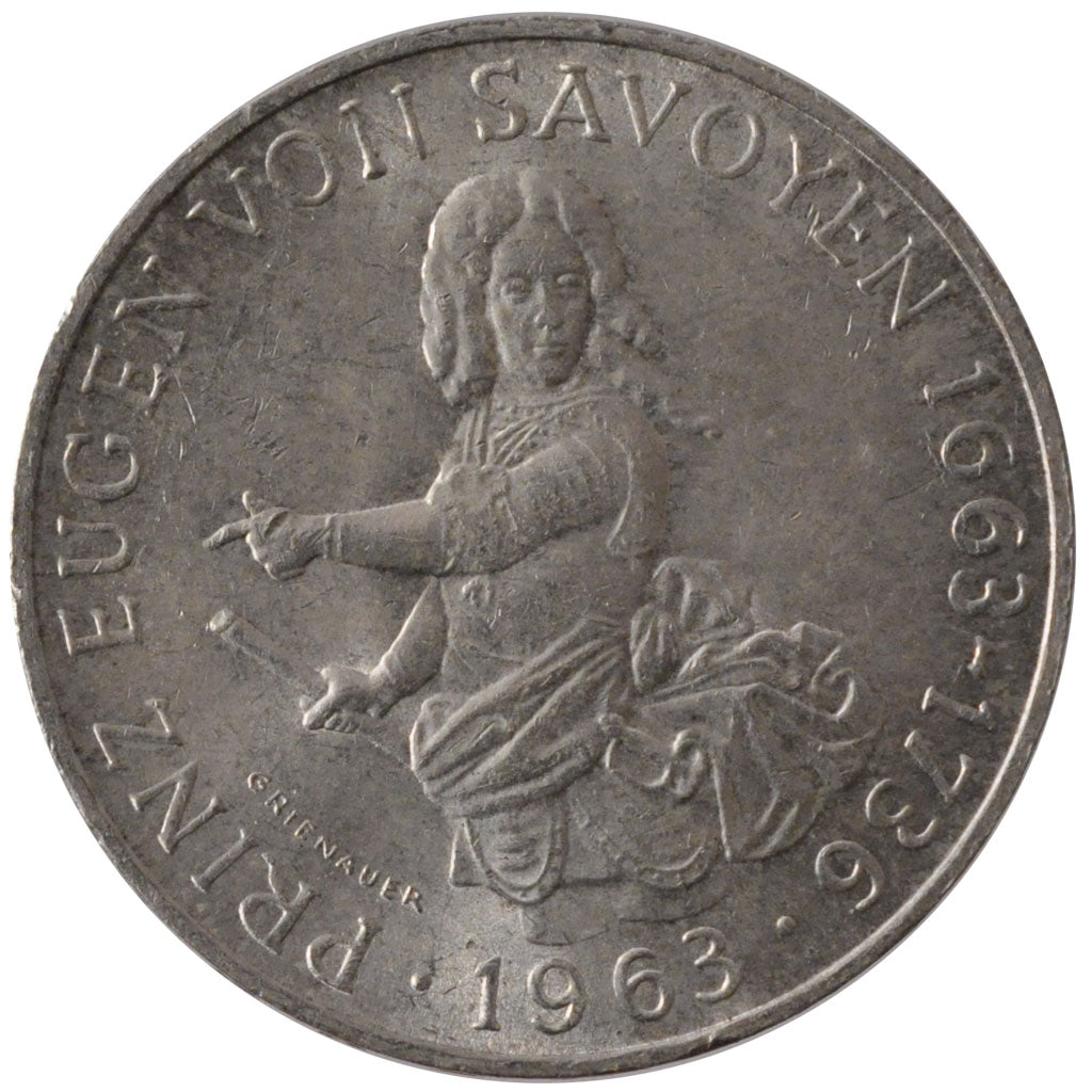 AUSTRIA, 25 Schilling, 1963, KM #2893, AU(55-58), Silver, 30, 13.01