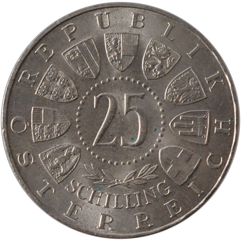 AUSTRIA, 25 Schilling, 1963, KM #2893, AU(55-58), Silver, 30, 13.01