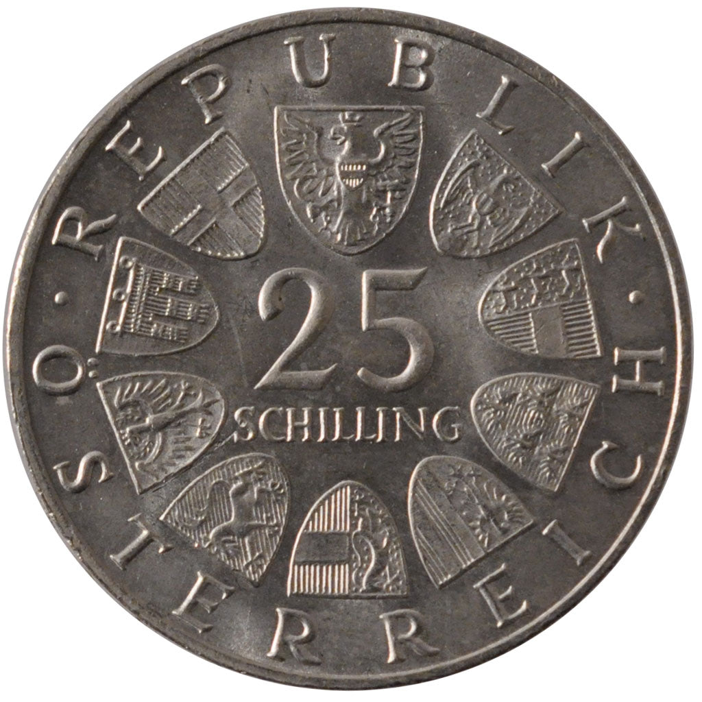 AUSTRIA, 25 Schilling, 1966, KM #2899, MS(60-62), Silver, 30, 13.01