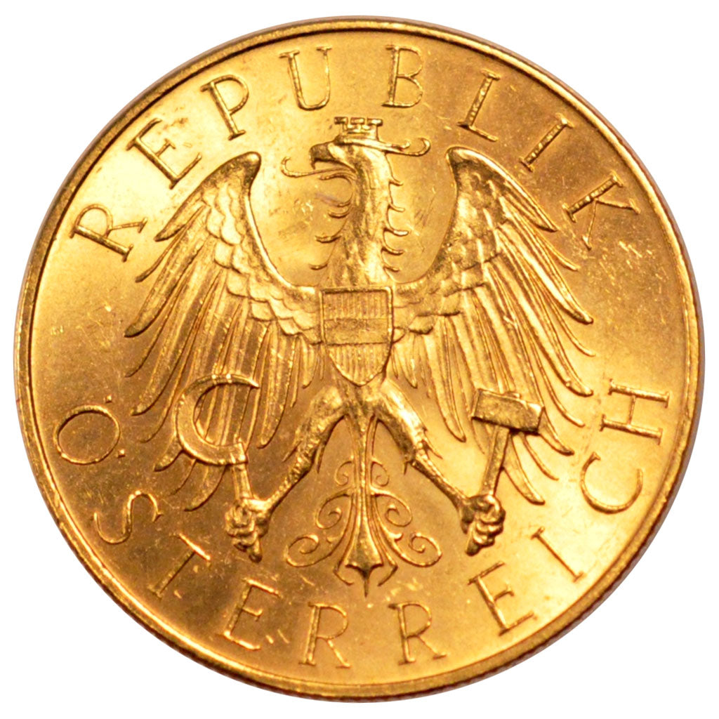 AUSTRIA, 25 Schilling, 1931, KM #2841, MS(60-62), Gold, 5.88