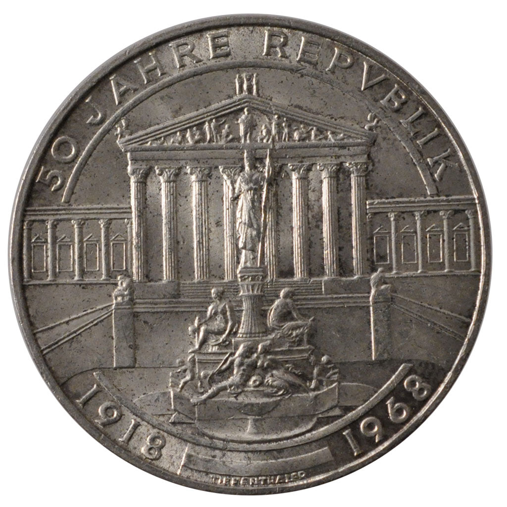 AUSTRIA, 50 Schilling, 1968, KM #2904.1, MS(60-62), Silver, 34, 19.96