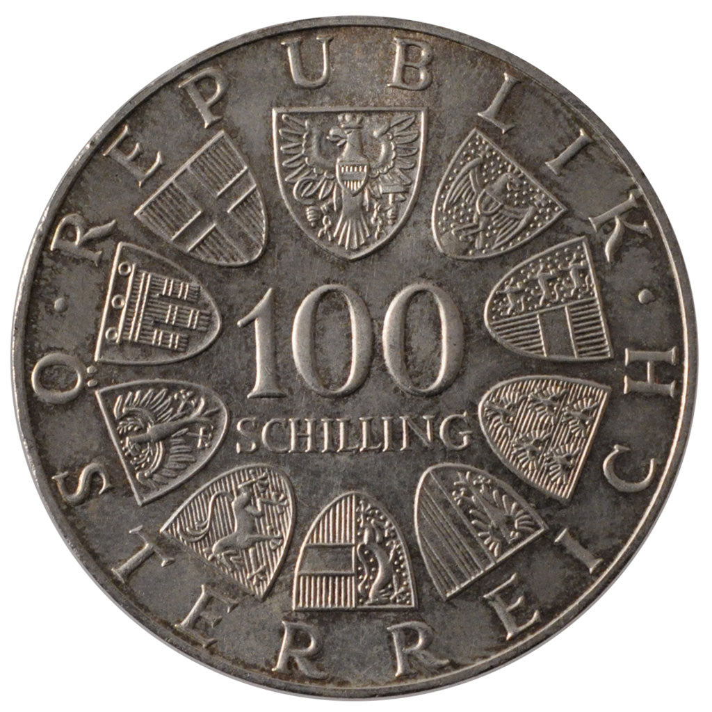 AUSTRIA, 100 Schilling, 1976, KM #2926, MS(60-62), Silver, 36, 23.78