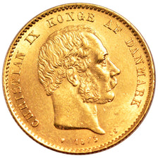 DENMARK, 20 Kroner, 1873, Copenhagen, KM #791.1, AU(55-58), Gold, 8.94